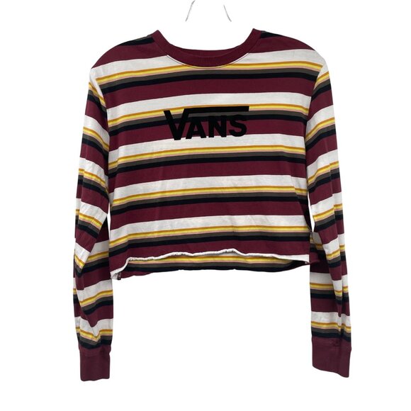Vans Tops - Vans Womens Striped Crop Top Long Sleeve Logo Multicolor Size Small